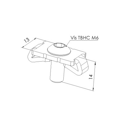 Schéma cotes - Fixation standard profilé aluminium – Rainure 6 mm - Elcom shop