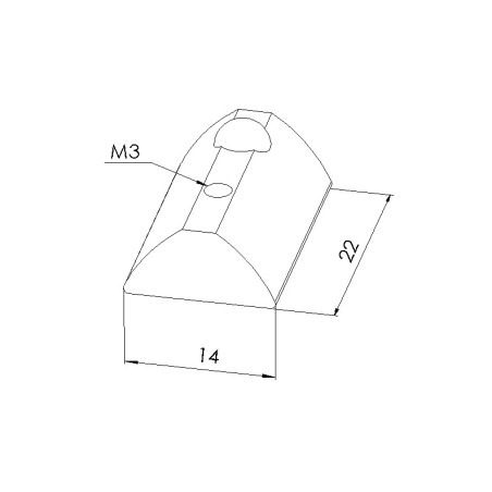 Schéma cotes - Ecrou Profilé 8 ST– Taraudage M3 – rainure 8 mm - Elcom shop