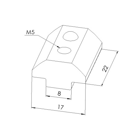 Schéma cotes - Ecrou lourd rainuré Profilé 8 ST– Taraudage M5 – Rainure 8 mm - Elcom shop