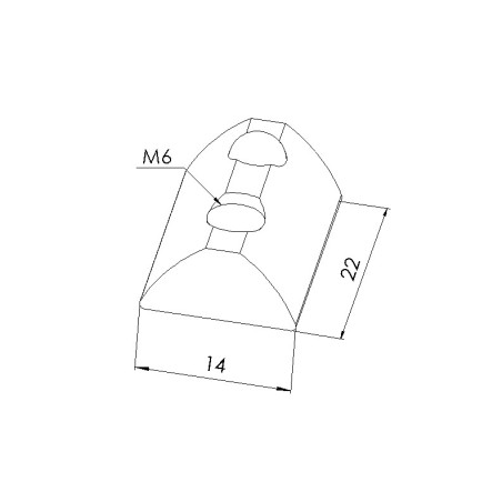 Schéma cotes - Ecrou profilé aluminium 8 ST - Taraudage M6 - Rainure 8 mm - inox - Elcom shop