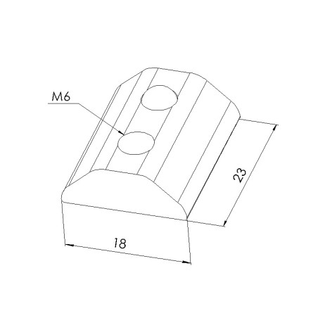 Schéma cotes - Ecrou lourd profilé aluminium 8 ST - Taraudage M6  - Rainure 8 mm - Elcom shop