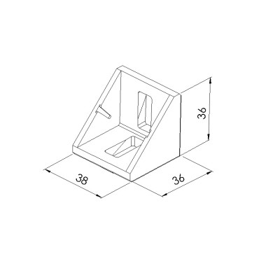 Schéma cotes - Equerre profilé aluminium – Rainure 8 mm – Section 40x40x40 mm – E - Al - Elcom shop