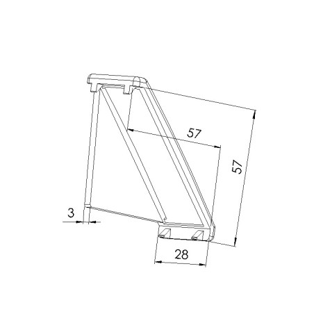 Schéma cotes - Cache équerre profilé aluminium – Rainure 8 mm – Section 60x60x30 mm - Elcom shop