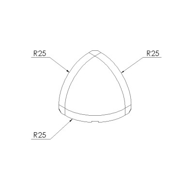 Schéma cotes - Cache raccord d’angle profilé aluminium – Rainure 8 mm – R30-90° - Noir - Elcom shop