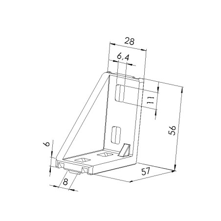 Schéma cotes - Equerre profilé aluminium – Rainure 8mm – Section 60x60x30 mm - Elcom shop