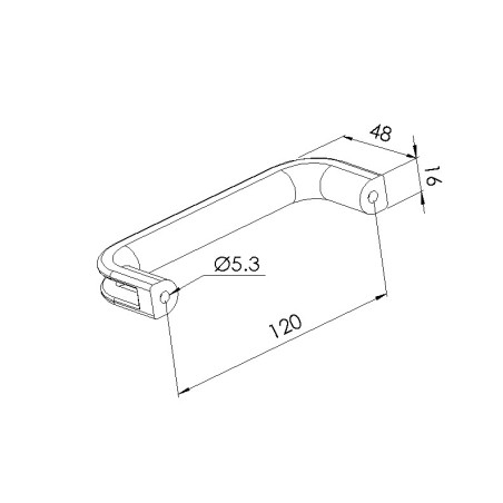 Schéma cotes - Poignée PA 120 – profilé aluminium - Elcom shop