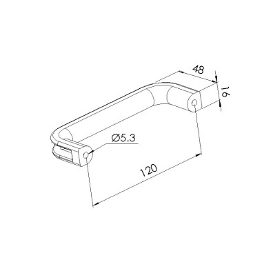 Schéma cotes - Poignée PA 120 – profilé aluminium - Elcom shop