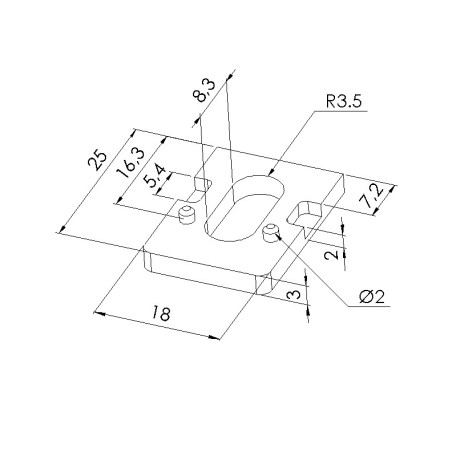 Schéma cotes - Cale panoblock profilé aluminium – Epaisseur 3 mm - Elcom shop