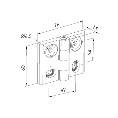 Schéma cotes - Charnière profilé aluminium – 2D Zn - Elcom shop