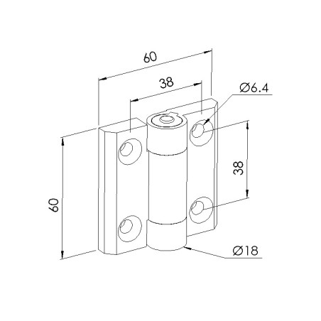 Schéma cotes - Charnière de position profilé aluminium – Zn - Elcom shop