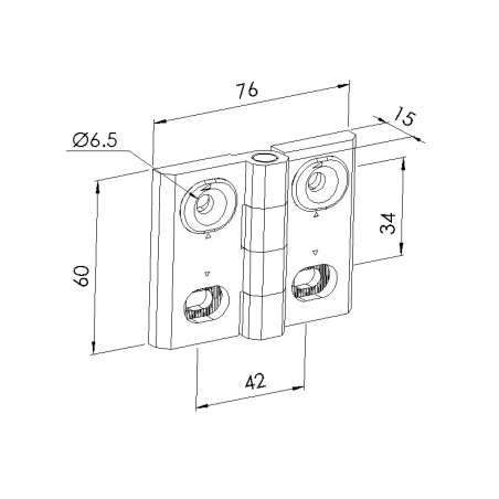 Schéma cotes - Charnière profilé aluminium – 2D Zn - Horizontal - Elcom shop