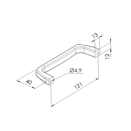 Schéma cotes - Poignée PA 120 étroite – Profilé aluminium - Elcom shop