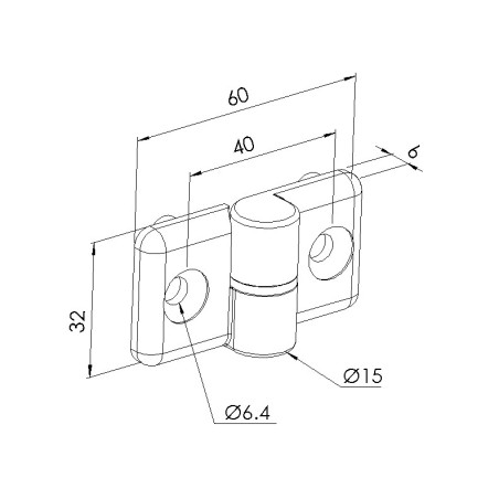 Schéma cotes - Charnière profilé aluminium – 8 – PA - Gauche - Elcom shop