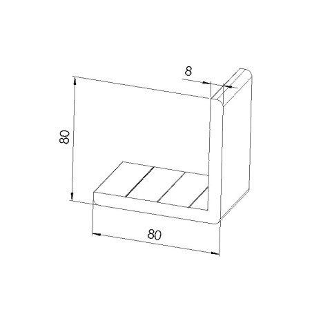 Schéma cotes - Profilé cornière aluminium (Barre de 2 m) – Section 80x80x8 mm - Elcom shop