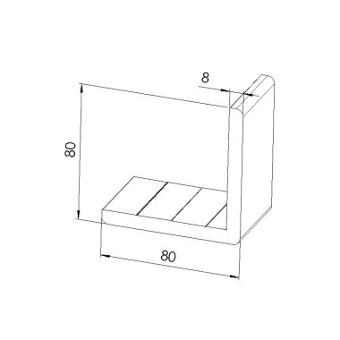 Schéma cotes - Profilé cornière aluminium (Barre de 2 m) – Section 80x80x8 mm - Elcom shop