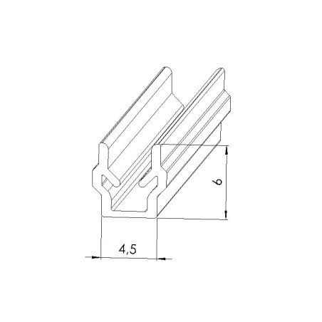 Schéma cotes - Profilé cache-rainure (Barre de 2 m) – U – Rainure 5 mm - Noir - Elcom shop