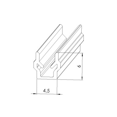 Schéma cotes - Profilé cache-rainure (Barre de 2 m) – U – Rainure 5 mm - Noir - Elcom shop