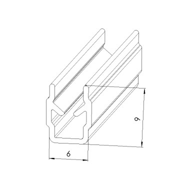 Schéma cotes - Profilé cache-rainure (Barre de 2 m) – U – 6mm - Incolore - Elcom shop