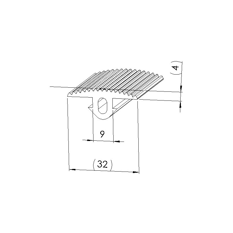 Profilé De Recouvrement NBR Noir 8x32x4 Mm - Pour Rainure De 8 Mm - Longueur 3 Mètres - 2