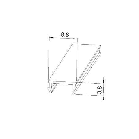 Schéma cotes - Profilé cache-rainure (Barre de 2 m) – Rainure 8 mm – PA - Gris - Elcom shop