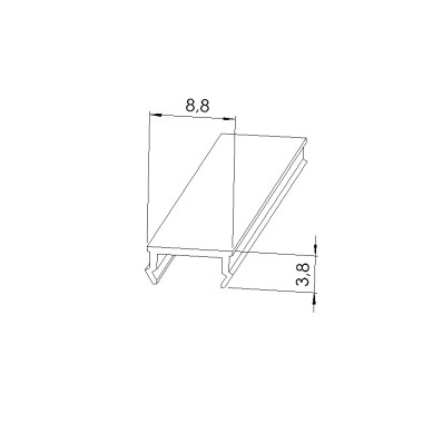 Schéma cotes - Profilé cache-rainure (Barre de 2 m) – Rainure 8 mm – PA - Gris - Elcom shop