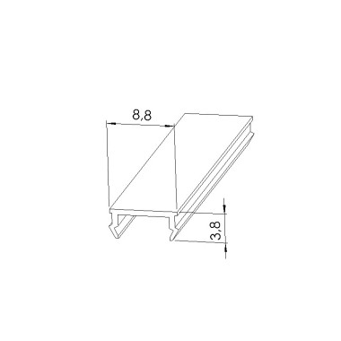 Schéma cotes - Profilé cache-rainure (Barre de 2 m) - Rainure 8 mm – PA – ESD - Gris - Elcom shop