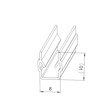 Schéma cotes - Profilé cache-rainure (Barre de 2 m) – U – 8 mm - Noir - Elcom shop