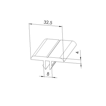 Schéma cotes - Profilé de glissement (Barre de 2 m) - 8 mm – 40 mm - Antistatique - Elcom shop