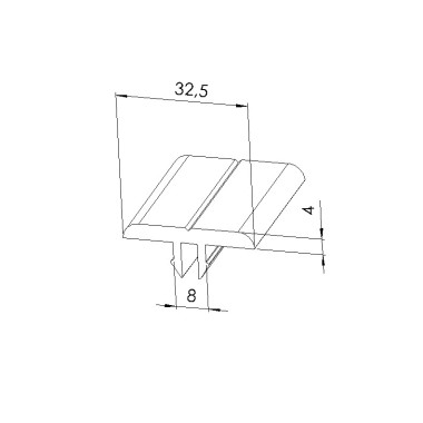 Schéma cotes - Profilé de glissement (Barre de 2 m) - 8 mm – 40 mm - Antistatique - Elcom shop