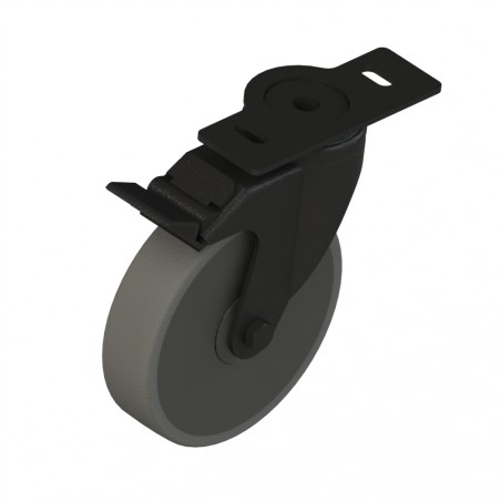 Roulette pivotante à blocage profilé aluminium – D125 – 120x40 mm - Elcom shop