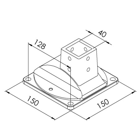 Embase de fixation au sol profilé - Réglable - Section 40x40 mm - Al