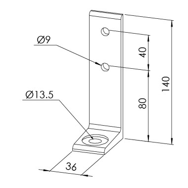 Equerre de fixation au sol profilé aluminium – Al - Simple - 40