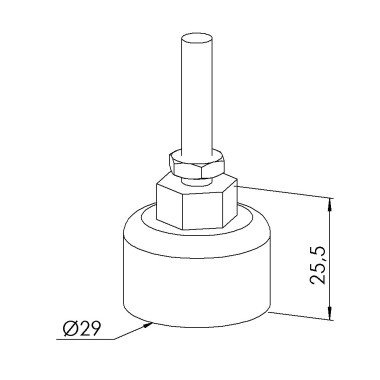 Pied profilé aluminium – D30 – M6x45 – Inox