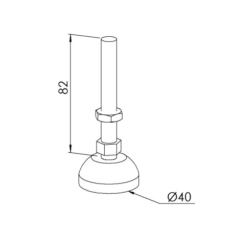 Pied profilé aluminium – D40 – M10x100 – Inox