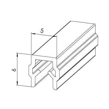 Profilé U5 (Barre de 2 m) - Rainure 5 mm - Gris