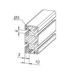 Profilé aluminium - Rainure 6 mm - Section 60x30 mm - 2N180 - Léger