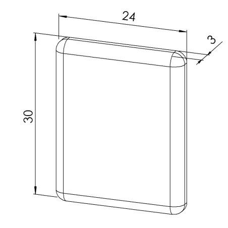 Embout profilé aluminium  – Rainure 6 mm – Section 30x24 mm - Noir