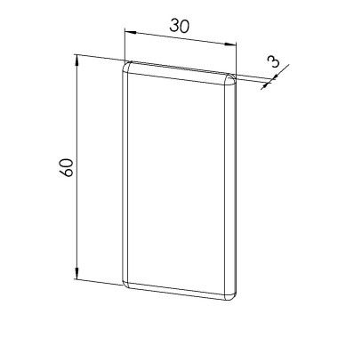 Embout profilé aluminium  – Rainure 6 mm – Section 30x30 mm - Gris