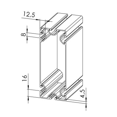 Profilé aluminium - Rainure 8 mm - Section 160x60 mm - 4N - Economique