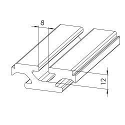 Profilé aluminium de connexion - Plaque - 8 - 55x20 mm
