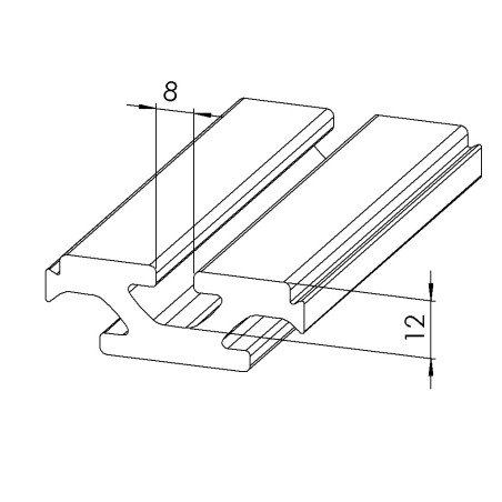 Profilé aluminium de connexion - Plaque - 8 - 55x20 mm