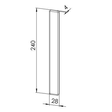 Embout profilé aluminium – Rainure 8 mm – Section 240x28 mm - Noir