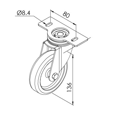 Roulette pivotante profilé aluminium – D100 – A platine - 110 kg