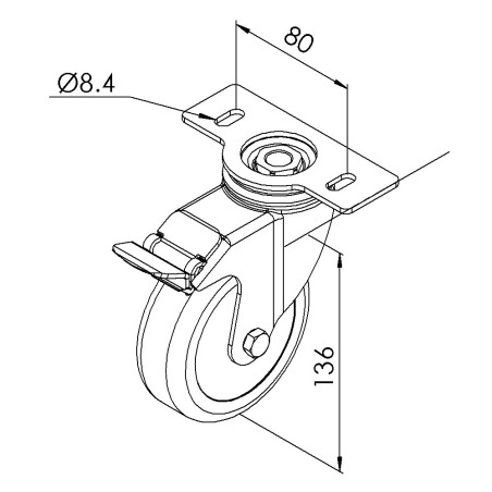 Roulette pivotante profilé – D100 – A platine - A blocage - ESD - 110 kg