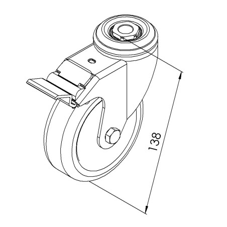Roulette pivotante à blocage profilé aluminium – D100 – 70kg - ESD