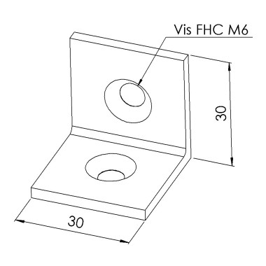 Equerre profilé aluminium – Section 30x30 mm - Noire - Acier