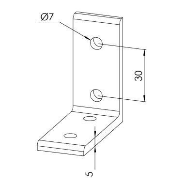 Equerre d’assemblage profilé aluminium - V4 – Section 30x60 mm