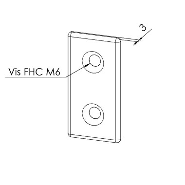 Plaque de connexion profilé aluminium - Section 60x30 mm - Acier