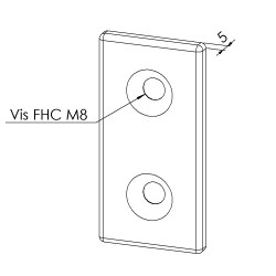 Plaque de connexion profilé aluminium - Section 80x40 mm - Acier
