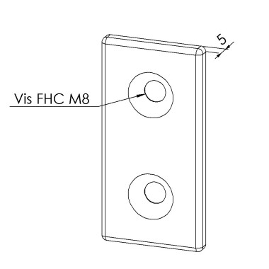 Plaque de connexion profilé aluminium - Section 80x40 mm - Acier